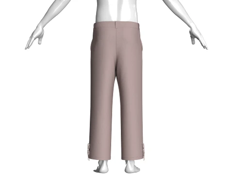 Men Taupe Pleated Lace Up Pant 3D Model