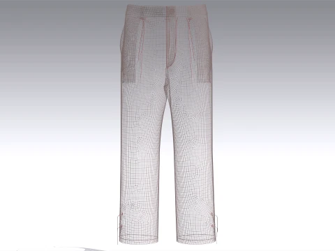 Men Taupe Pleated Lace Up Pant 3D Model