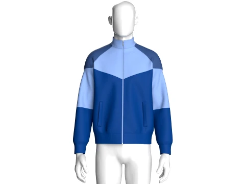 Men Color-Blocked Chevron Track Jacket 3D Model