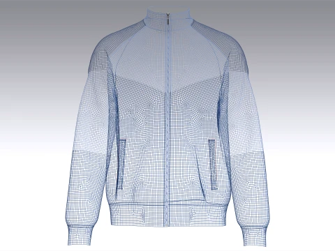 Men Color-Blocked Chevron Track Jacket 3D Model
