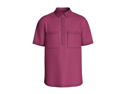 Camisa polo masculina de manga curta com bolso duplo Modelo 3D