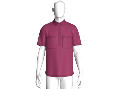 Men Short Sleeve Dual Pocket Polo Shirt 3D Model
