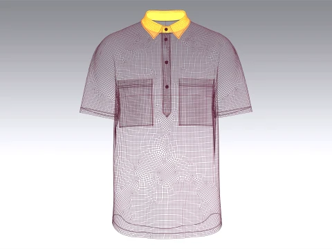 Men Short Sleeve Dual Pocket Polo Shirt 3D Model
