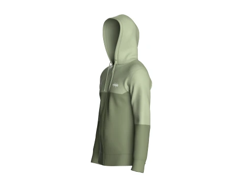 Men Two-Tone Graphic Print Zip Up Hoodie 3D Model