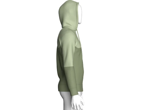 Men Two-Tone Graphic Print Zip Up Hoodie 3D Model