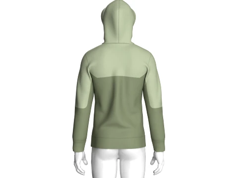 Men Two-Tone Graphic Print Zip Up Hoodie 3D Model