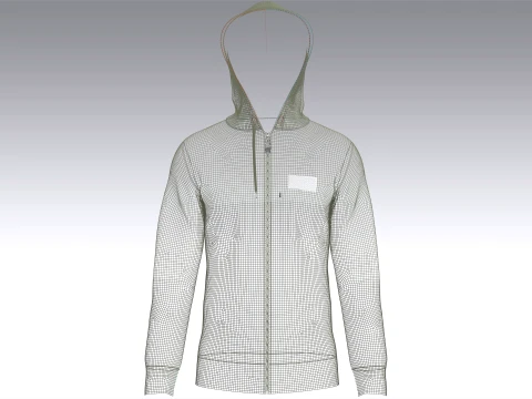 Men Two-Tone Graphic Print Zip Up Hoodie 3D Model
