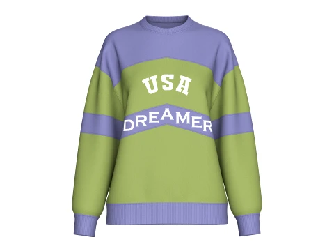 Girls Color-Block Letter Printed Sweatshirt 3D Model