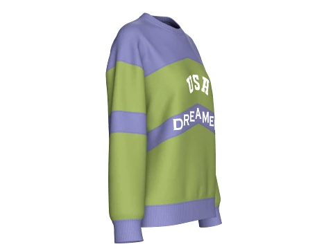 Girls Color-Block Letter Printed Sweatshirt 3D Model