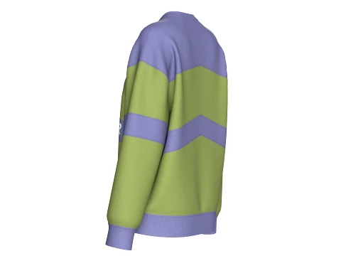 Girls Color-Block Letter Printed Sweatshirt 3D Model