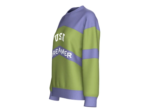 Girls Color-Block Letter Printed Sweatshirt 3D Model