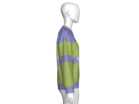 Girls Color-Block Letter Printed Sweatshirt 3D Model