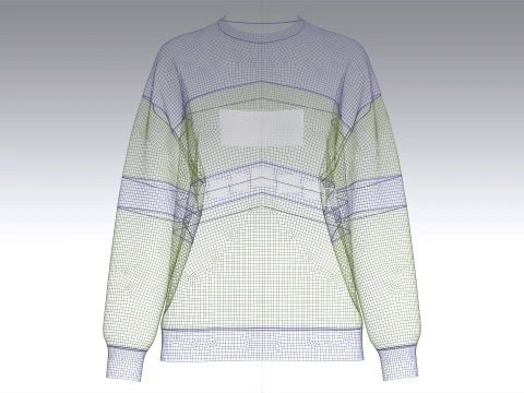 Girls Color-Block Letter Printed Sweatshirt 3D Model