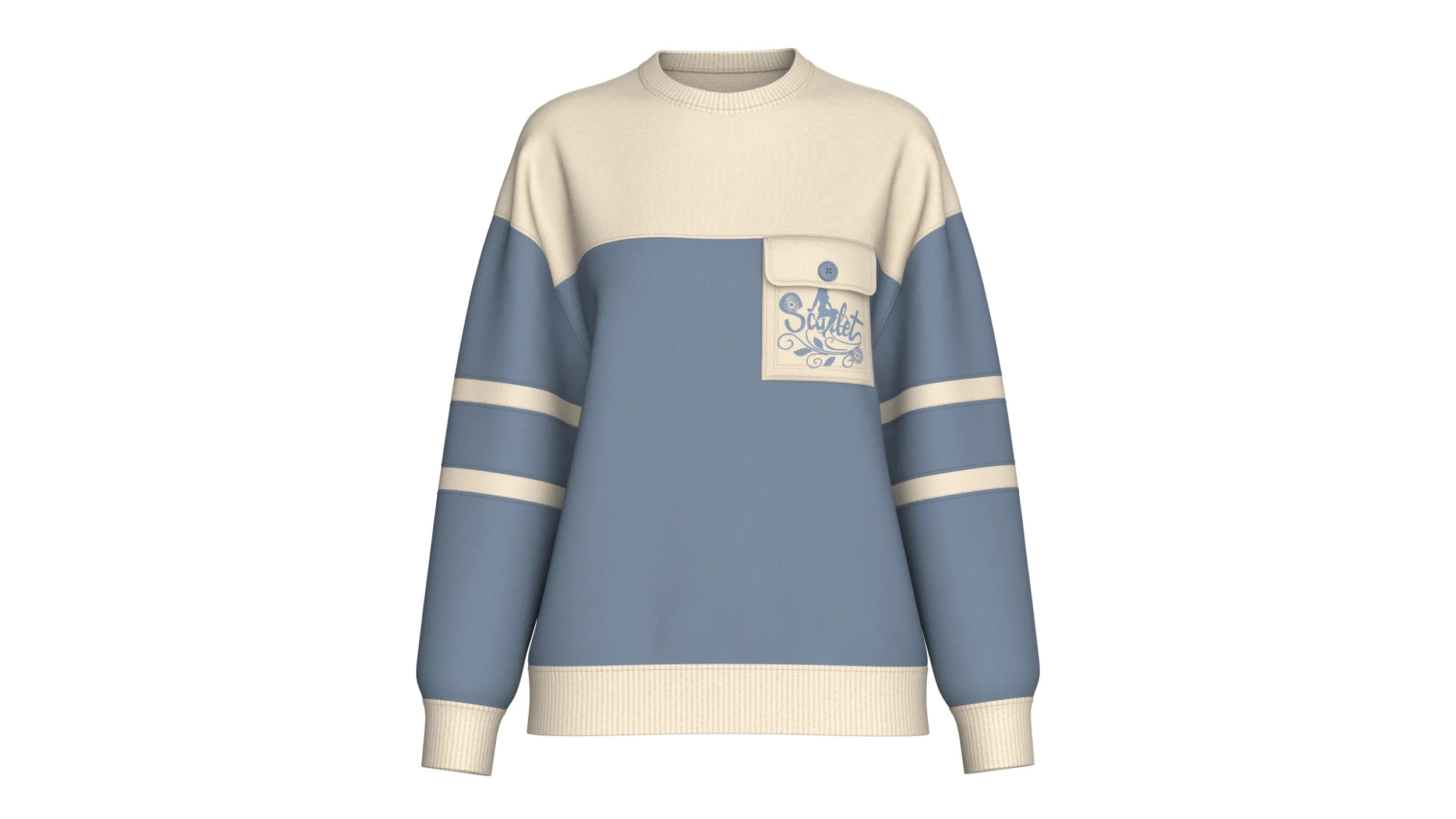 Girls Drop Shoulder Oversized Sweatshirt 3D Model .c4d .max .obj .3ds .fbx .stl .blend 
