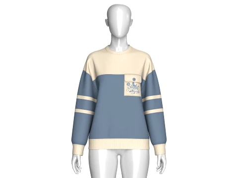 Girls Drop Shoulder Oversized Sweatshirt 3D Model