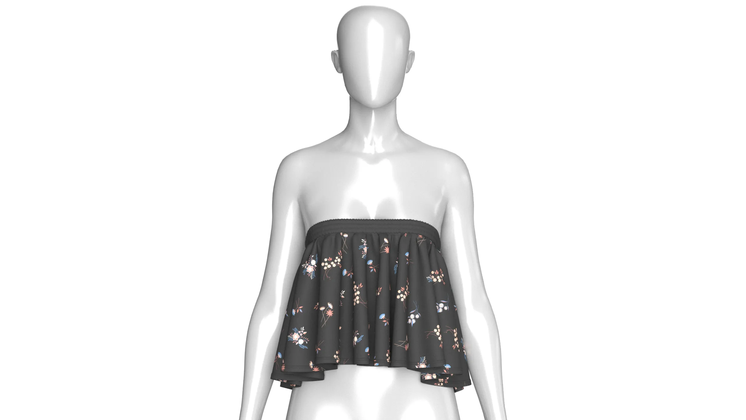 Girls Floral Strapless Ruffled Tube Top 3D Model .c4d .max .obj .3ds .fbx .stl .blend 