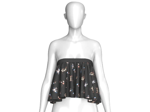 Girls Floral Strapless Ruffled Tube Top 3D Model