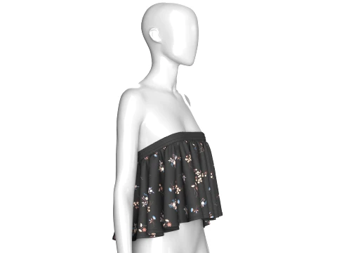 Girls Floral Strapless Ruffled Tube Top 3D Model