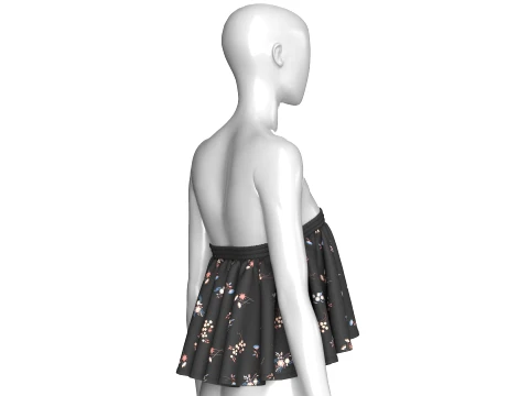 Girls Floral Strapless Ruffled Tube Top 3D Model
