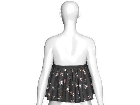 Girls Floral Strapless Ruffled Tube Top 3D Model