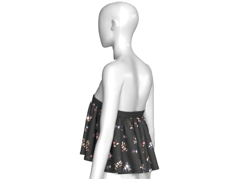 Girls Floral Strapless Ruffled Tube Top 3D Model