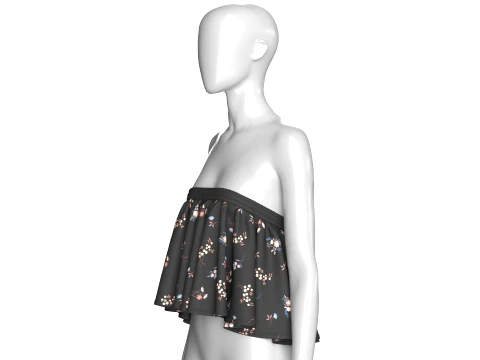 Girls Floral Strapless Ruffled Tube Top 3D Model