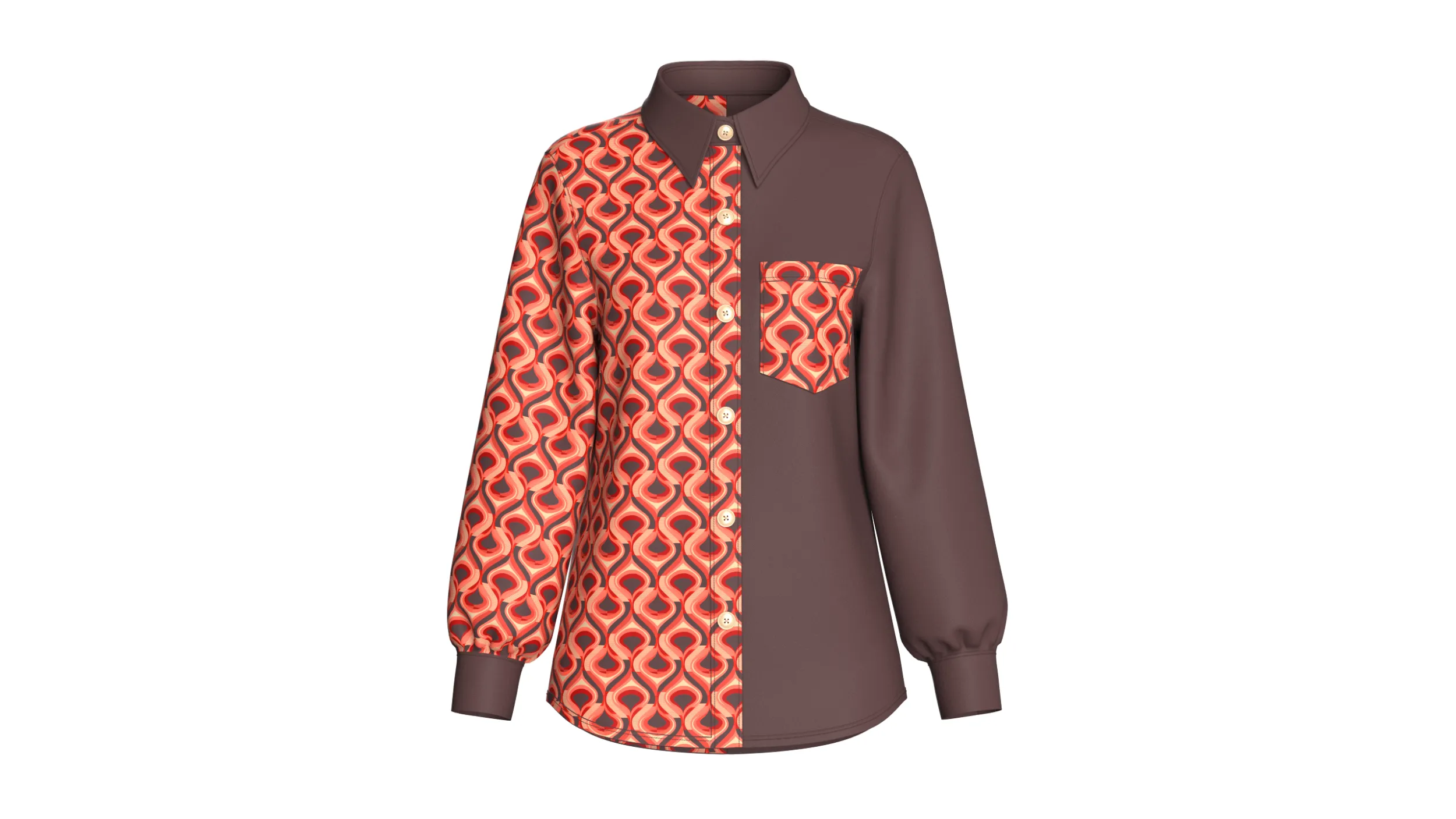 Girls Geometric Printed Button-Up Shirt 3D Model .c4d .max .obj .3ds .fbx .stl .blend 