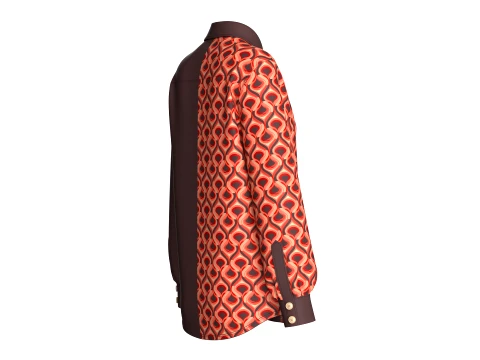 Girls Geometric Printed Button-Up Shirt 3D Model