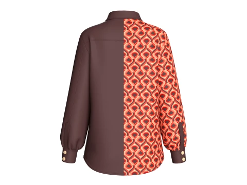 Girls Geometric Printed Button-Up Shirt 3D Model
