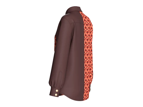 Girls Geometric Printed Button-Up Shirt 3D Model