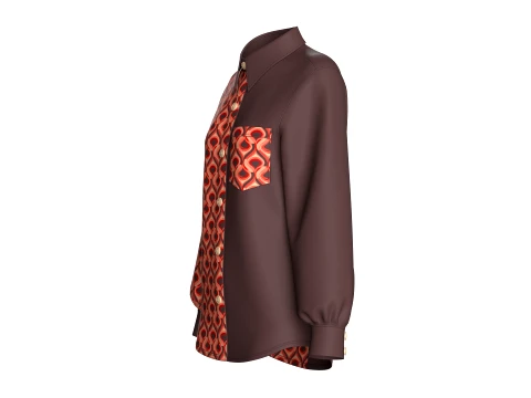 Girls Geometric Printed Button-Up Shirt 3D Model
