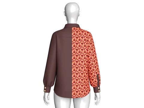 Girls Geometric Printed Button-Up Shirt 3D Model