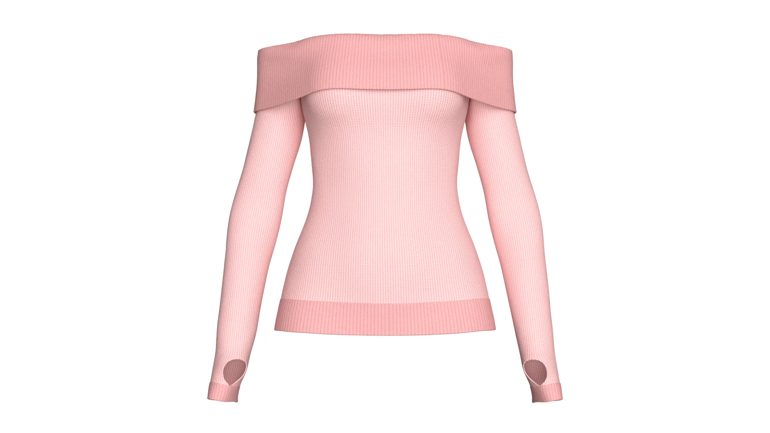 Girls Off-Shoulder Ribbed Thumbholes Sweater 3D Model .c4d .max .obj .3ds .fbx .stl .blend 