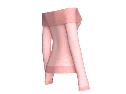 Girls Off-Shoulder Ribbed Thumbholes Sweater 3D Model