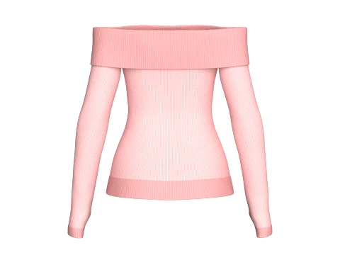 Girls Off-Shoulder Ribbed Thumbholes Sweater 3D Model