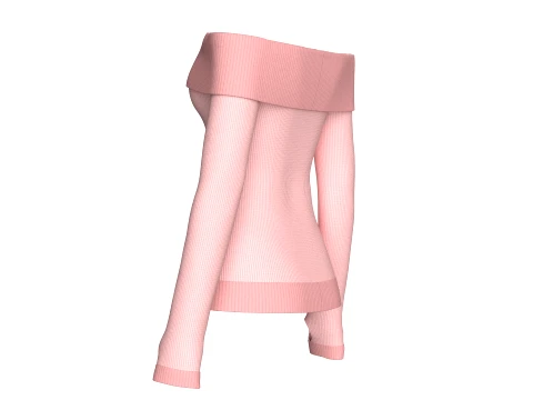 Girls Off-Shoulder Ribbed Thumbholes Sweater 3D Model