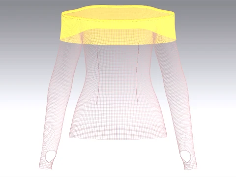 Girls Off-Shoulder Ribbed Thumbholes Sweater 3D Model