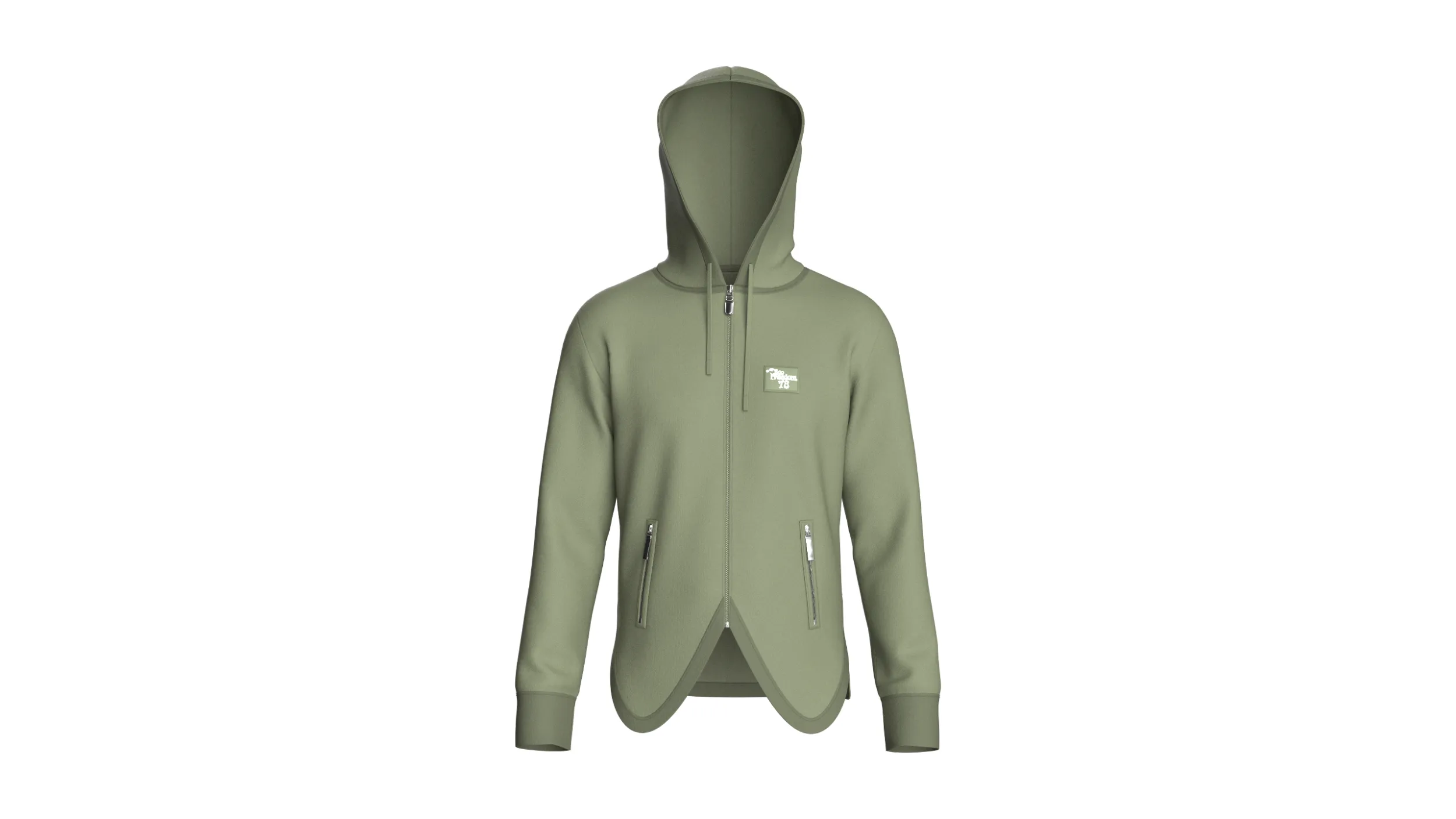 Men Curved Hem Zippered Pocket Hoodie 3D Model .c4d .max .obj .3ds .fbx .stl .blend 