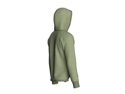 Men Curved Hem Zippered Pocket Hoodie 3D Model