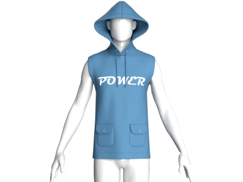 Men Printed Sleeveless Hoodie 3D Model