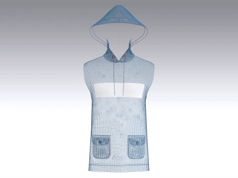 Men Printed Sleeveless Hoodie 3D Model