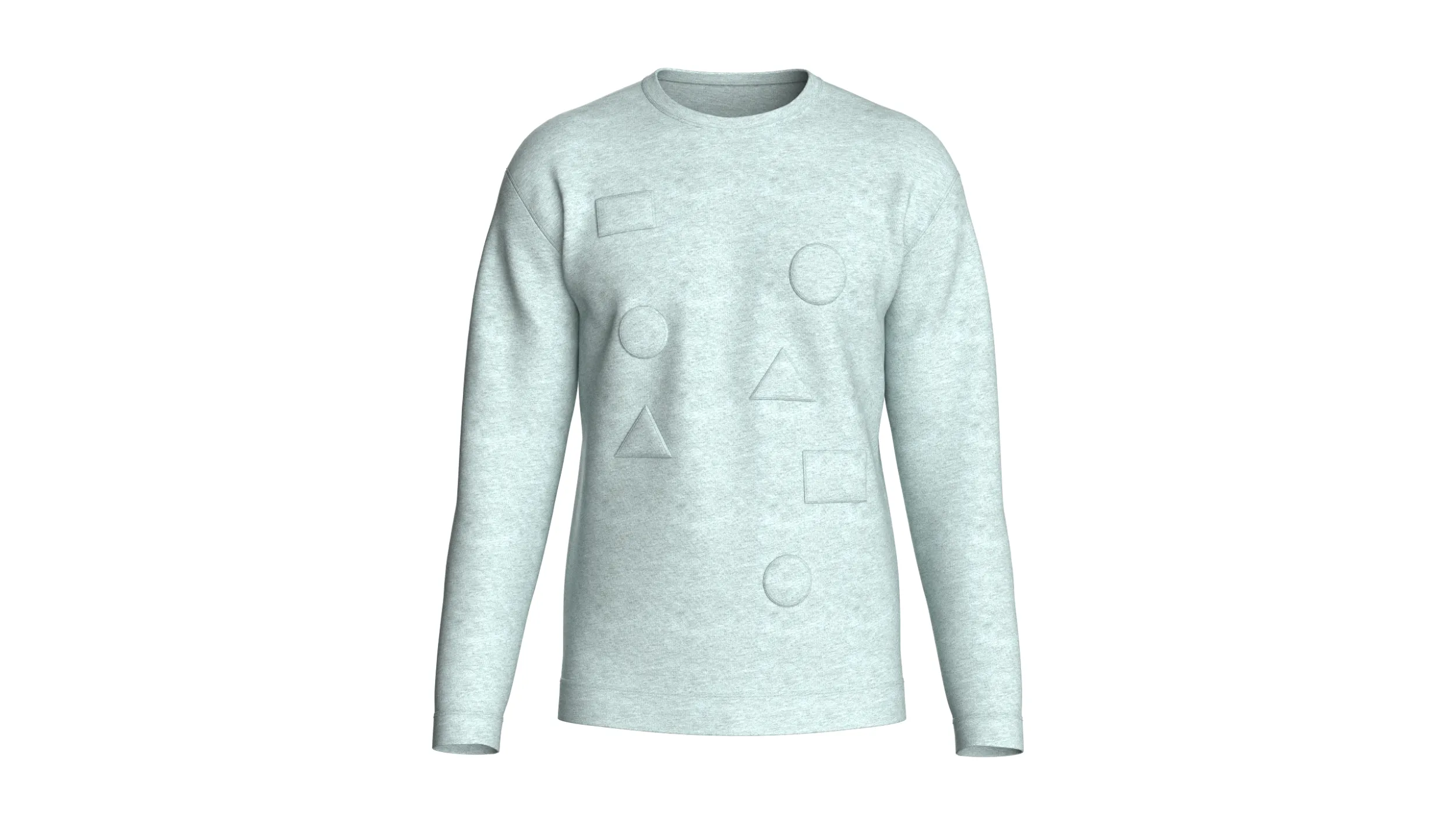 Men Light Grey Melange Crewneck Sweatshirt 3D Model .c4d .max .obj .3ds .fbx .stl .blend 