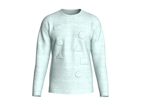 Men Light Grey Melange Crewneck Sweatshirt 3D Model