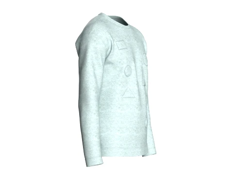 Men Light Grey Melange Crewneck Sweatshirt 3D Model
