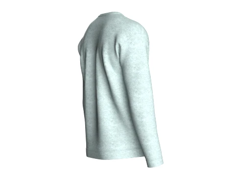 Men Light Grey Melange Crewneck Sweatshirt 3D Model