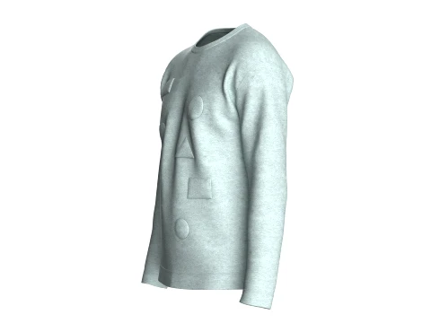 Men Light Grey Melange Crewneck Sweatshirt 3D Model