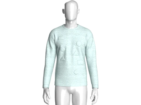 Men Light Grey Melange Crewneck Sweatshirt 3D Model
