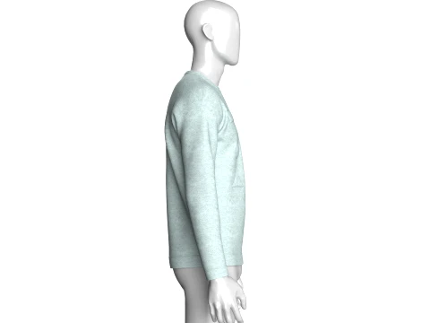 Men Light Grey Melange Crewneck Sweatshirt 3D Model