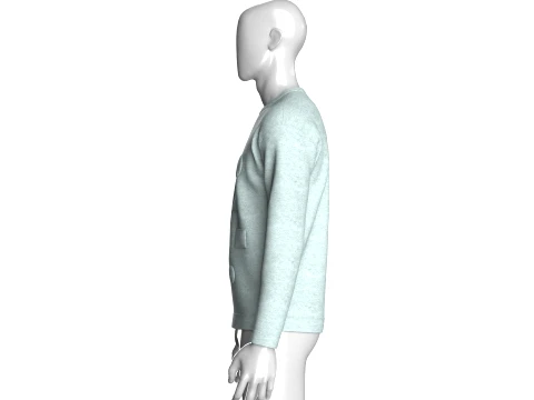 Men Light Grey Melange Crewneck Sweatshirt 3D Model