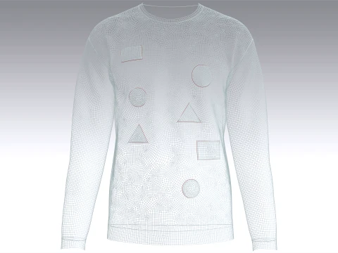 Men Light Grey Melange Crewneck Sweatshirt 3D Model